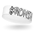 $RONIN Headband (Black Script): white headband with black graffiti-script $RONIN