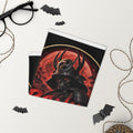 Blood Moon Ronin Neck Gaiter: neck gaiter with a horned samurai before a blood-red moon