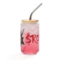 $RONIN Can-Shaped Glass: can-shaped glass with red brush-script $RONIN and a horned samurai mask