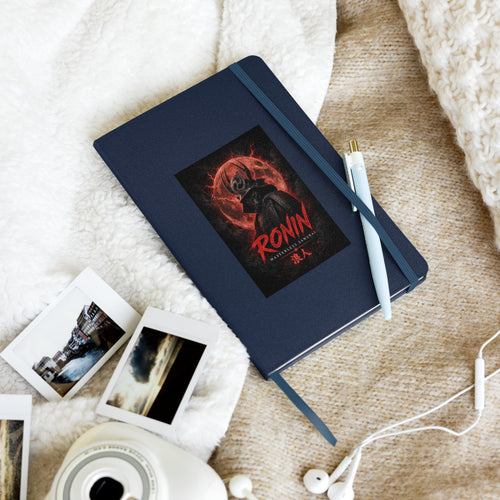 Blood Moon Ronin Hardcover Notebook: hardcover notebook with a horned samurai before a blood-red moon, red RONIN