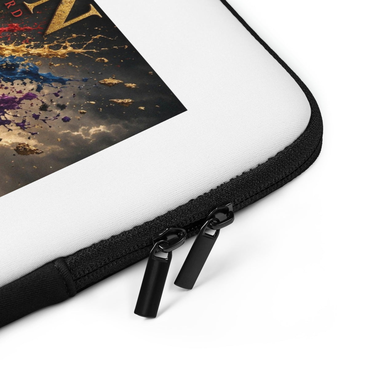We Are Ronin Laptop Sleeve: armored samurai riders under war banners with red and blue paint bursts, gold RONIN