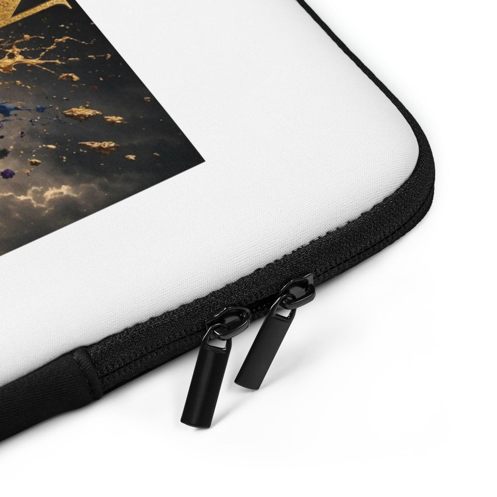We Are Ronin Laptop Sleeve: armored samurai riders under war banners with red and blue paint bursts, gold RONIN