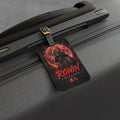 Blood Moon Ronin Luggage Tag: acrylic luggage tag with a horned samurai before a blood-red moon and red RONIN
