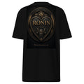 Bronze Crest Ronin Clan Tee, black back: bronze heart shield with the 侍 seal, RONIN CLAN and a kabuto emblem