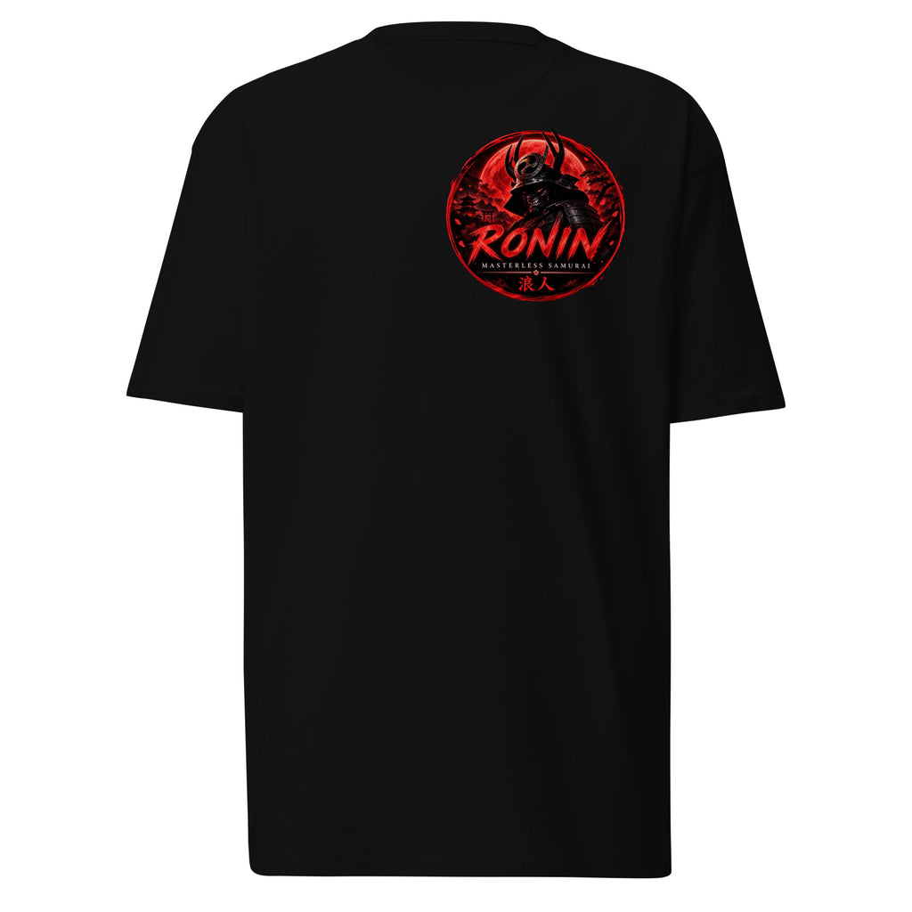 Ronin Cover Story Tee, black front: red RONIN crest on the chest