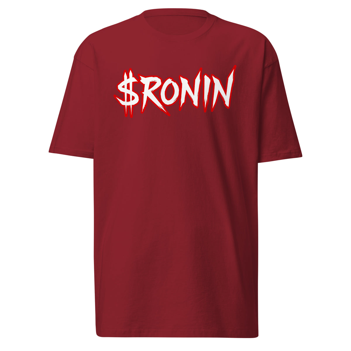 Sworn Brothers Ronin Tee, brick red front: white-and-red graffiti $RONIN on the chest