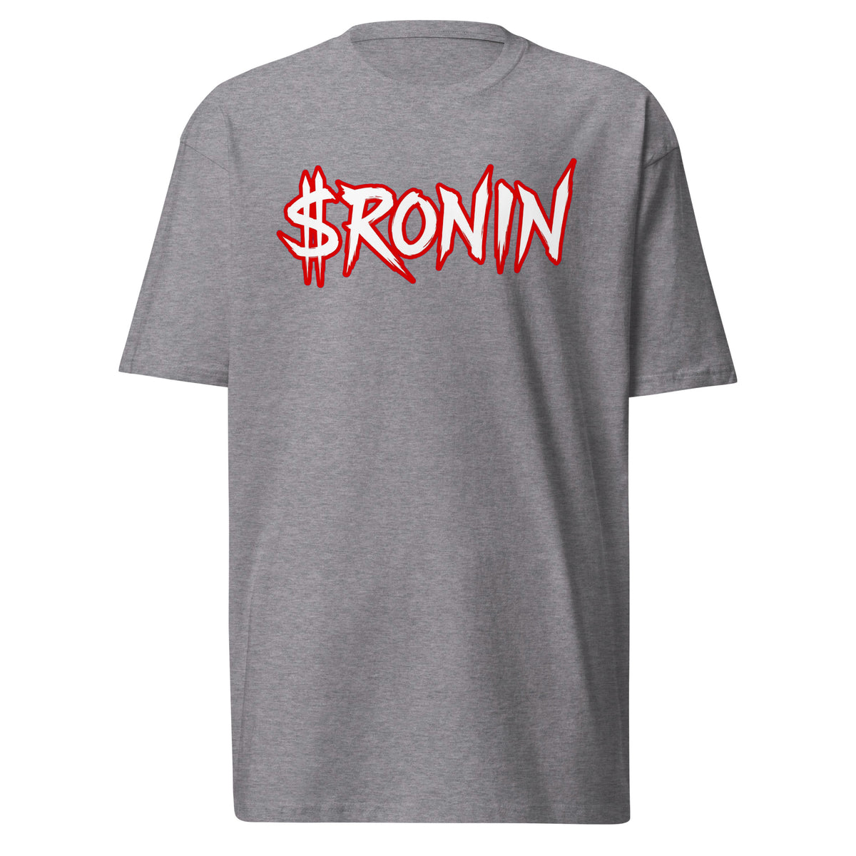 Sworn Brothers Ronin Tee, carbon grey front: white-and-red graffiti $RONIN on the chest