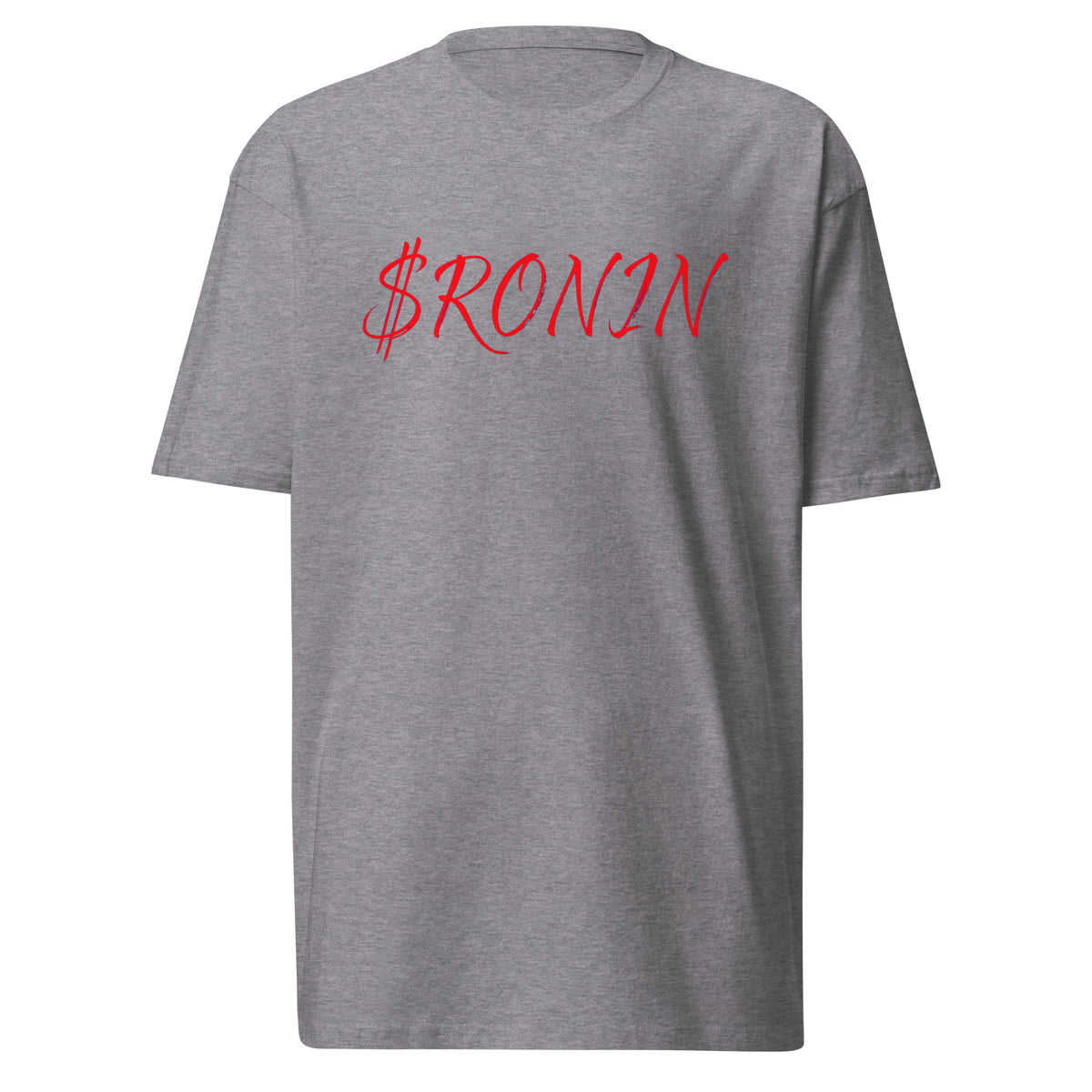 Kabuto Heart Ronin Clan Tee, carbon grey front: red script $RONIN on the chest