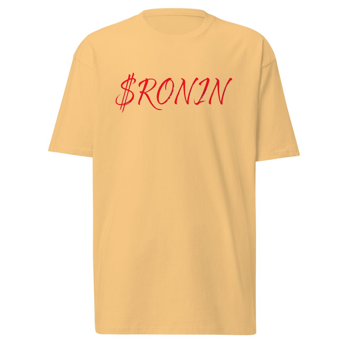 Royal Crest Ronin Clan Tee, vintage gold front: red script $RONIN on the chest