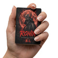 Blood Moon Ronin Playing Cards: card back with a horned samurai before a blood-red moon, red RONIN lettering