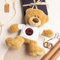 Ronin Crest Teddy Bear: teddy bear in a white tee with the RONIN crest