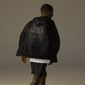 Bronze Crest Ronin Clan Windbreaker, black back: bronze heart shield with the 侍 seal, RONIN CLAN and a kabuto emblem