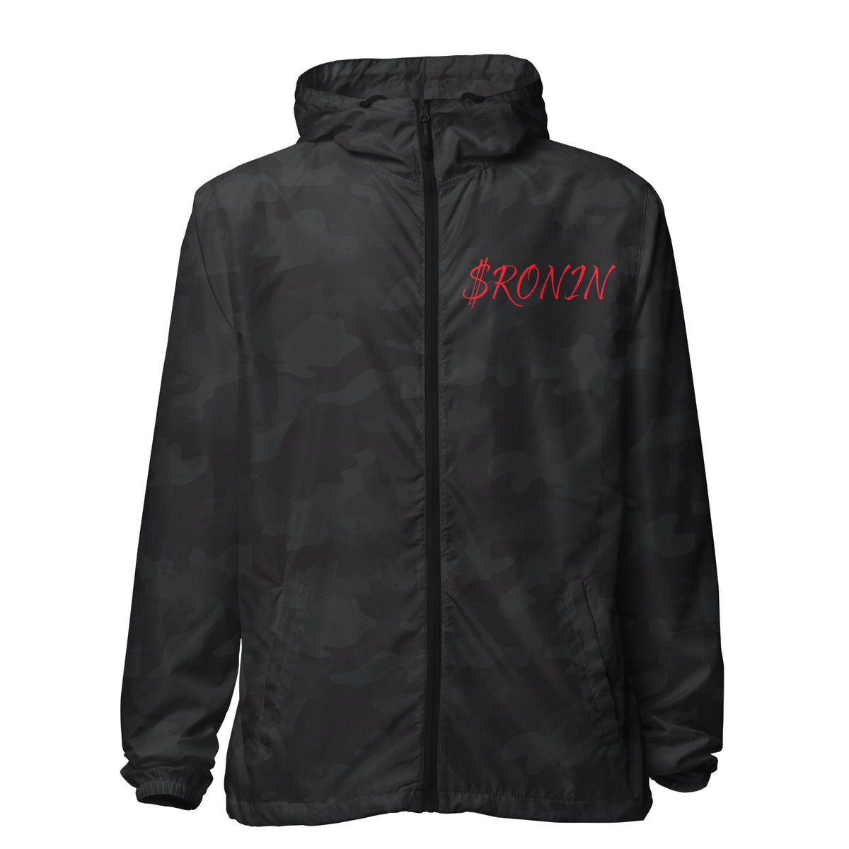Ink Heart Ronin Clan Windbreaker, black camo front: red script $RONIN on the left chest
