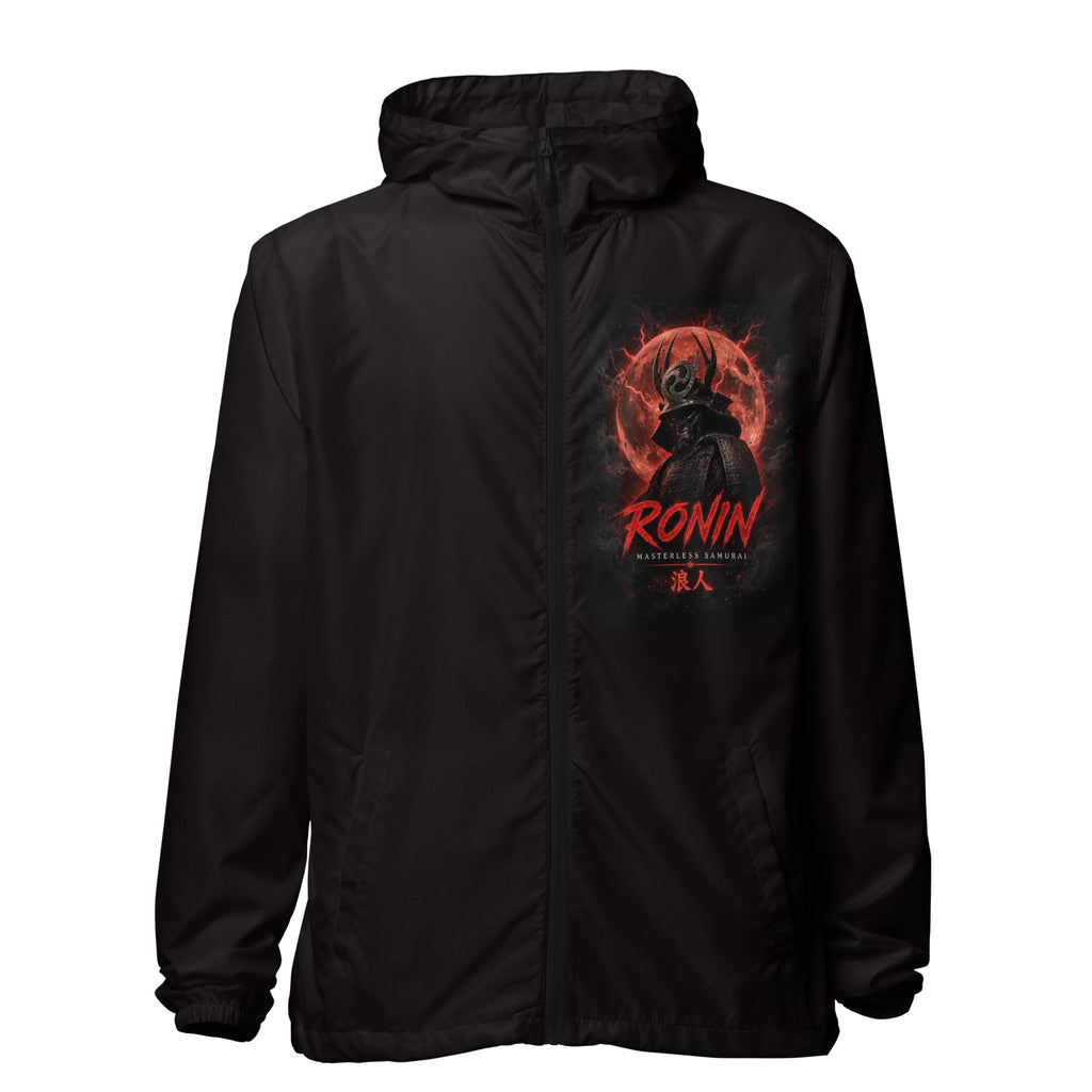 Discipline Today Ronin Windbreaker, black front: Blood Moon RONIN samurai art on the left chest