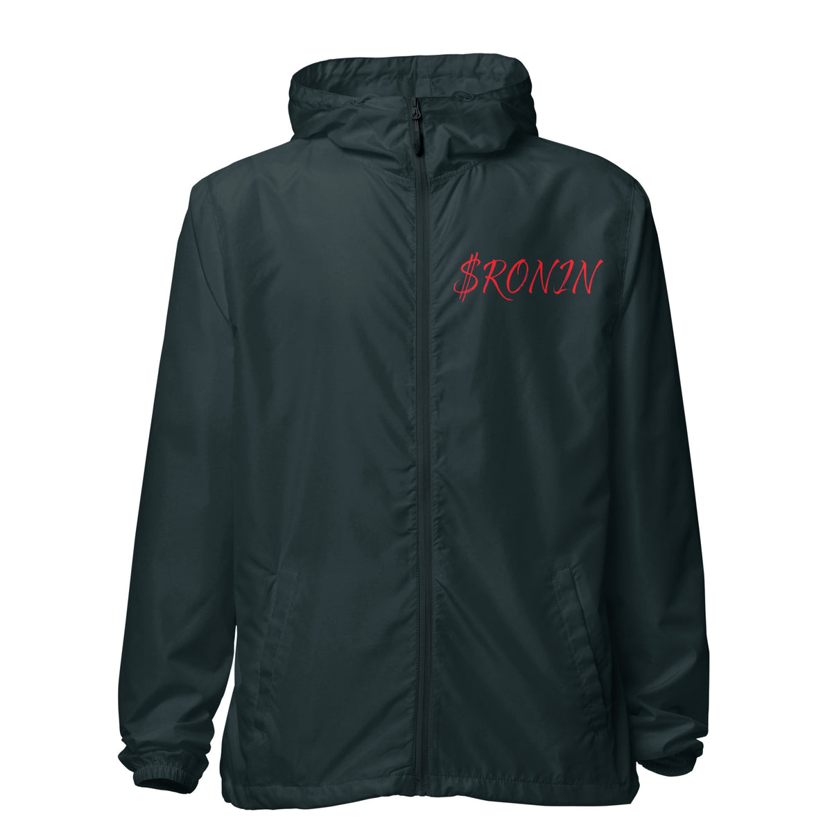 Ink Heart Ronin Clan Windbreaker, classic navy front: red script $RONIN on the left chest