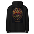Royal Crest Ronin Clan Hoodie, black back: gilded red-and-gold heart shield with the 侍 seal, RONIN CLAN and kabuto emblem