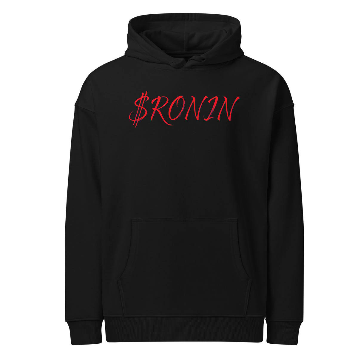 Royal Crest Ronin Clan Hoodie, black front: red script $RONIN across the chest
