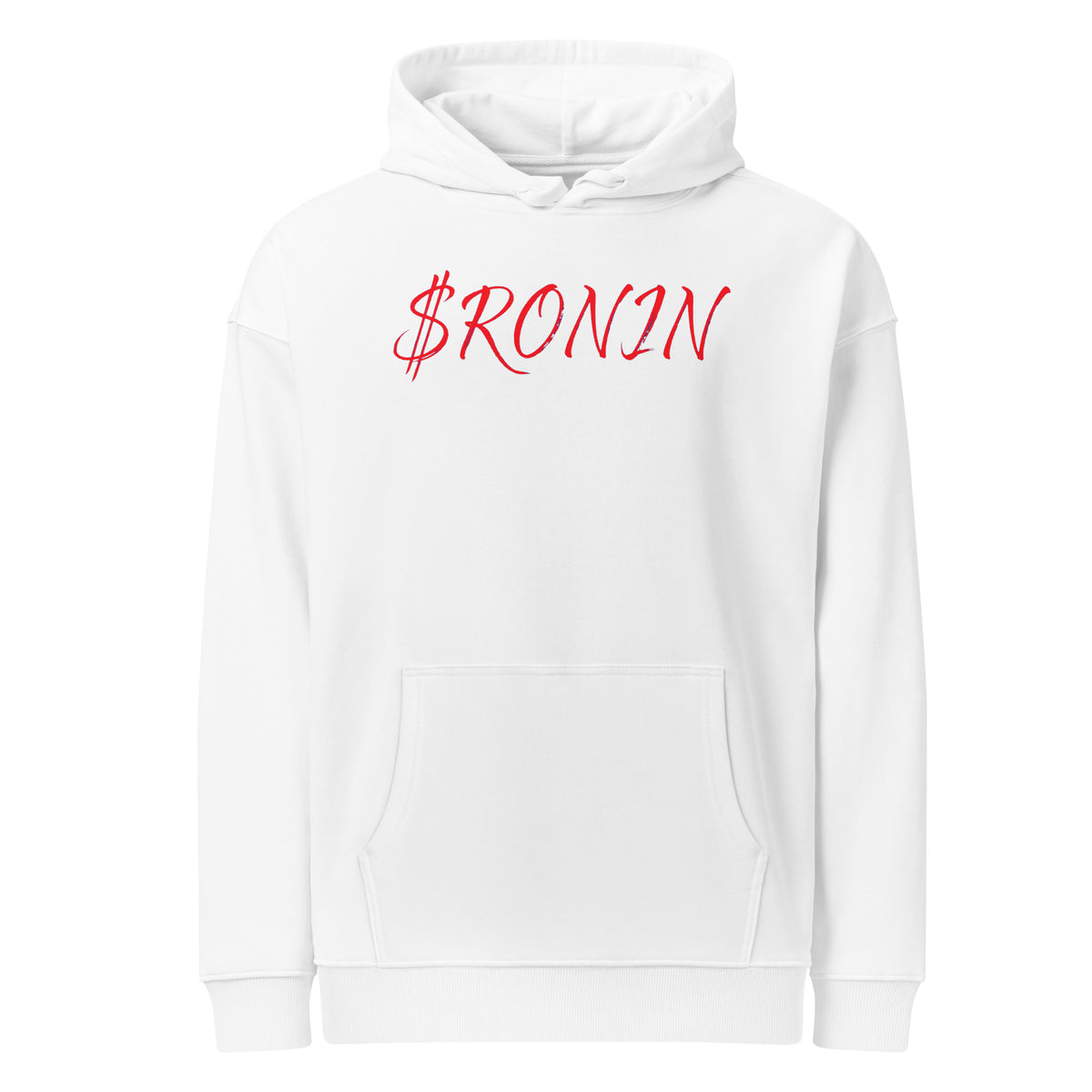 Kabuto Heart Ronin Clan Hoodie, white front: red script $RONIN across the chest