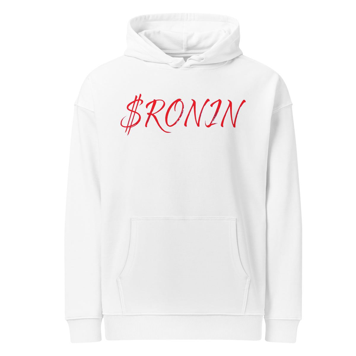 Ink Heart Ronin Clan Hoodie, white front: red script $RONIN across the chest