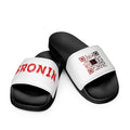 $RONIN Women's Slides: white slide straps with red $RONIN and RONIN QR code